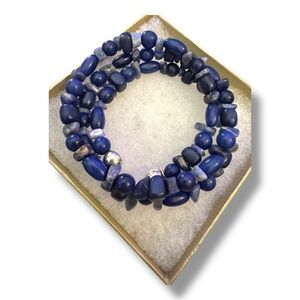 Lapis Lazuli & Sodalite Stones Beaded Wrap Bracelet